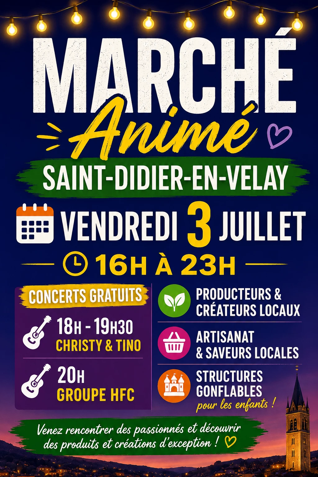 Marché animé nocturne