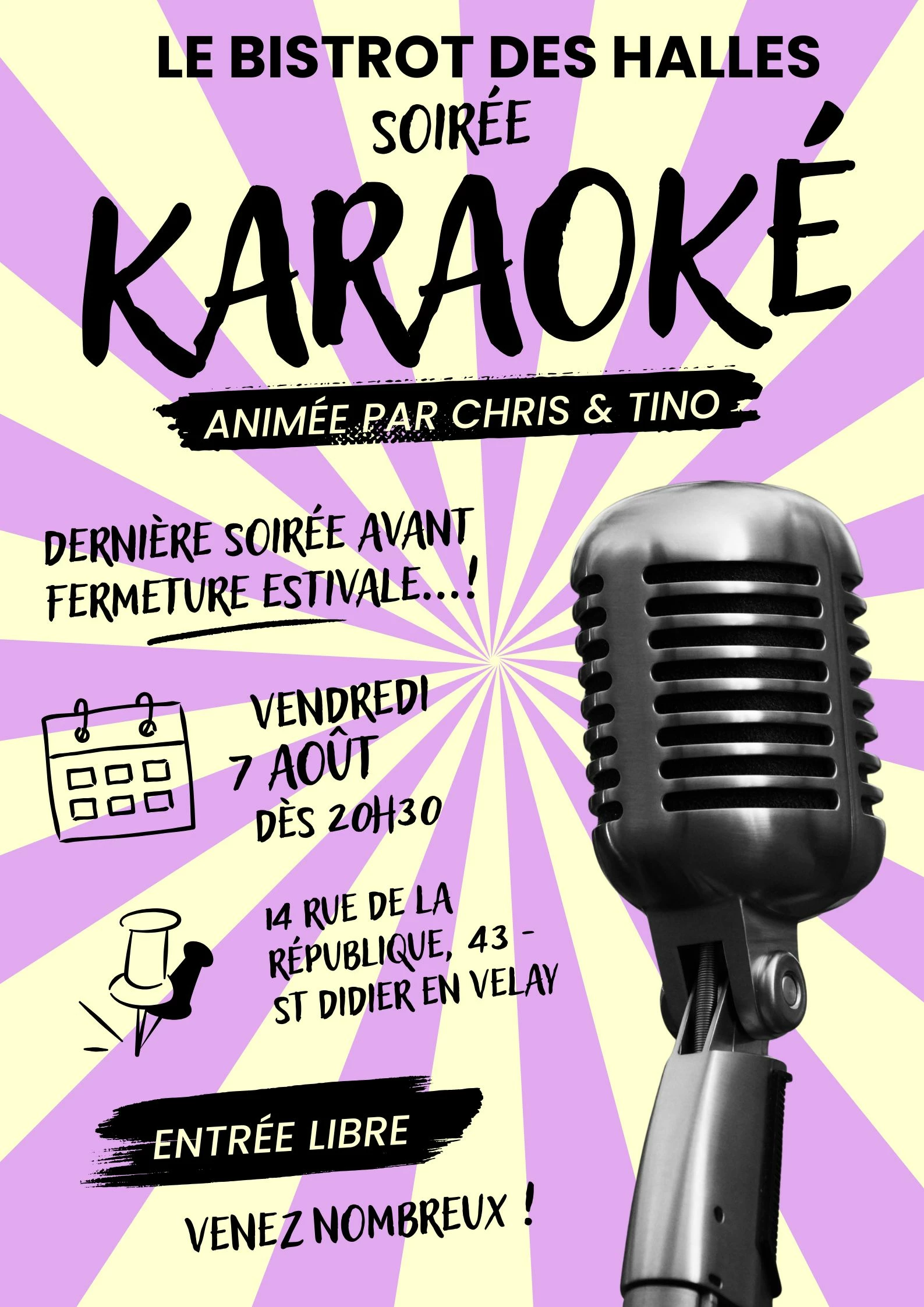 Soirée karaoké au Bistrot des Halles